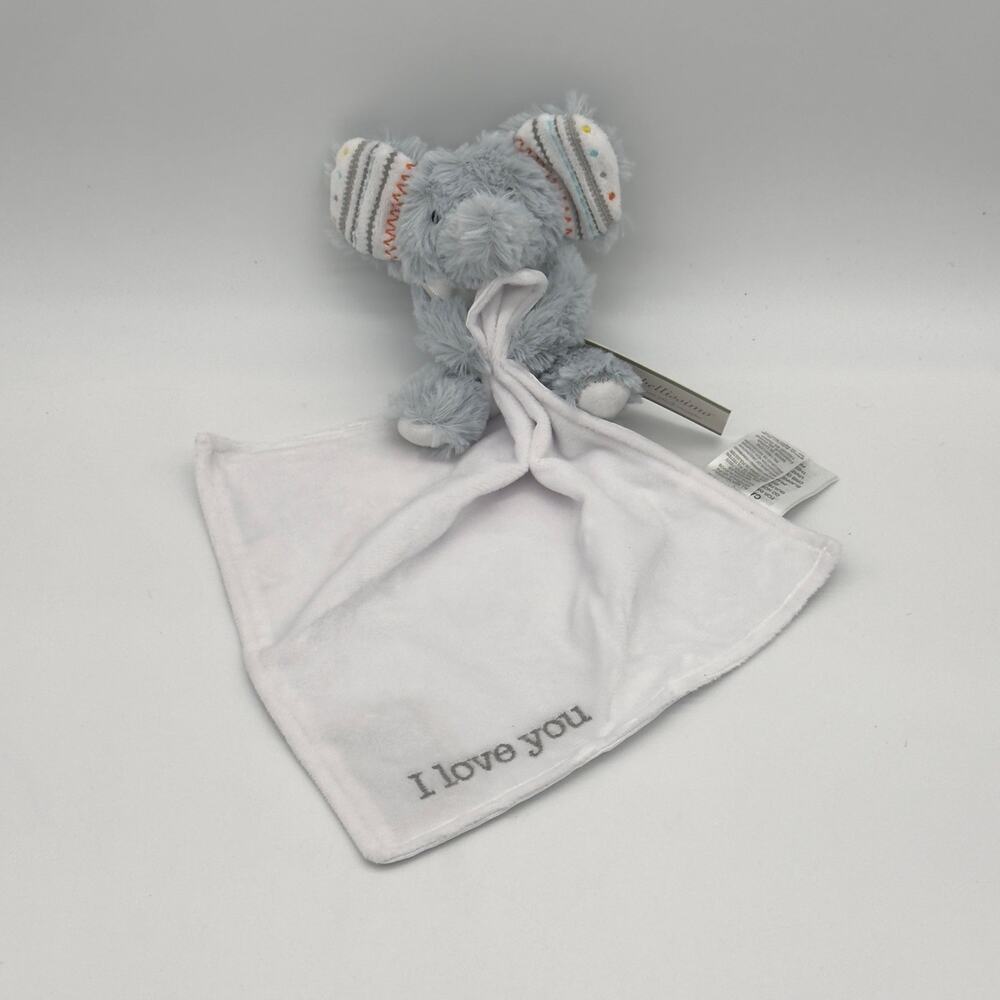 Wendy Bellissimo Sawyer Security Blanket Elephant I Love You Gray White Satin